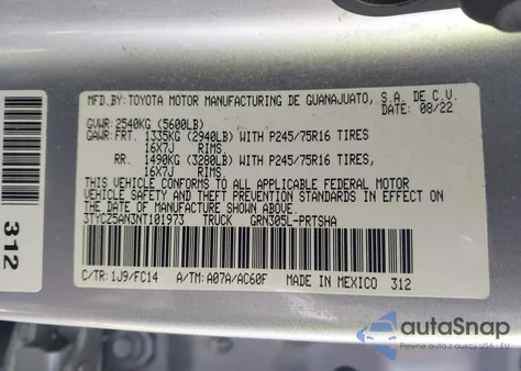 2022 Toyota Tacoma Sr5 V6 from USA, damaged, VIN 3TYCZ5AN3NT101973